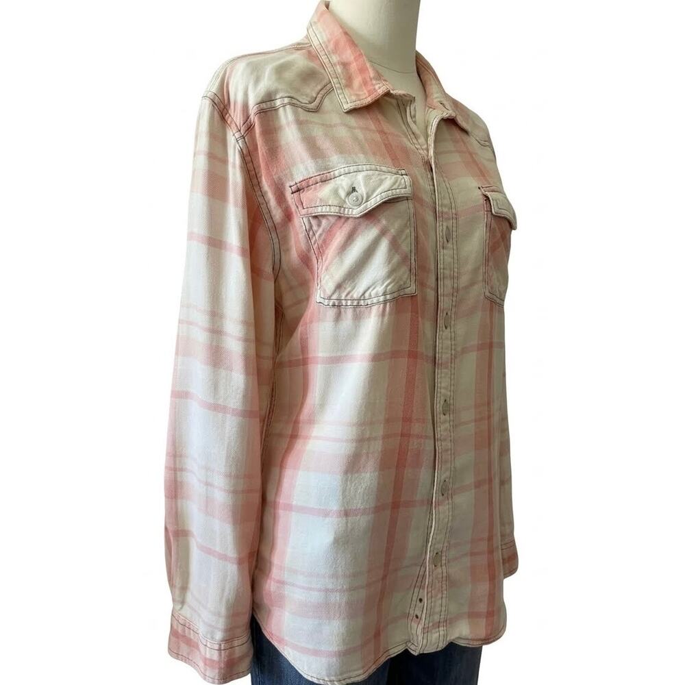 Vintage Cottagecore Upcycled Flannel Sustainable Layering Plaid Shirt Large - Picture 5 of 7